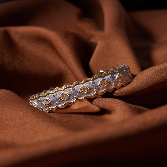 JaiDee Grace Silver & Gold-Plated Diamond Inlay Court Bracelet