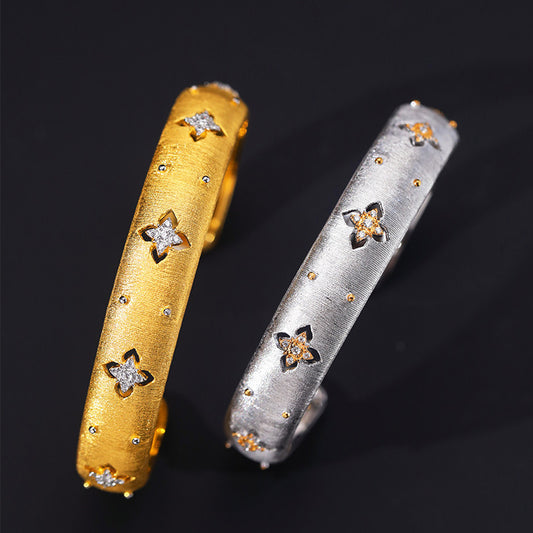 Vintage Floral Brushed Bracelet – S925 Sterling Silver by JaiDee Grace