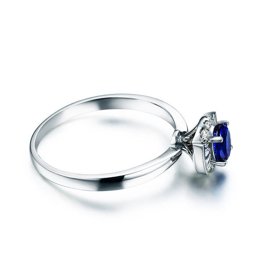 JaiDee Grace 18K Gold Sapphire & Diamond Halo Ring
