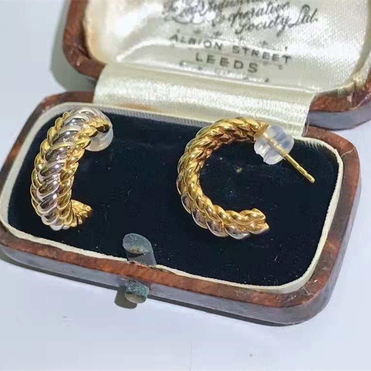 JaiDee Grace 18K Gold Plated Braided Hoop Earrings