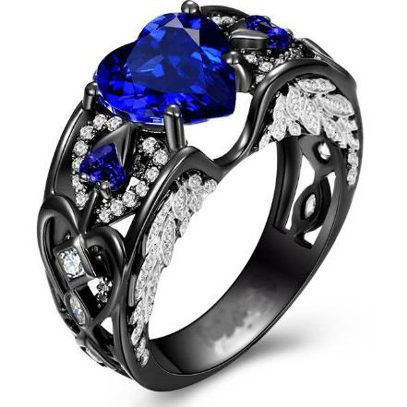 JaiDee Grace Ruby Heart Black Gold Ring