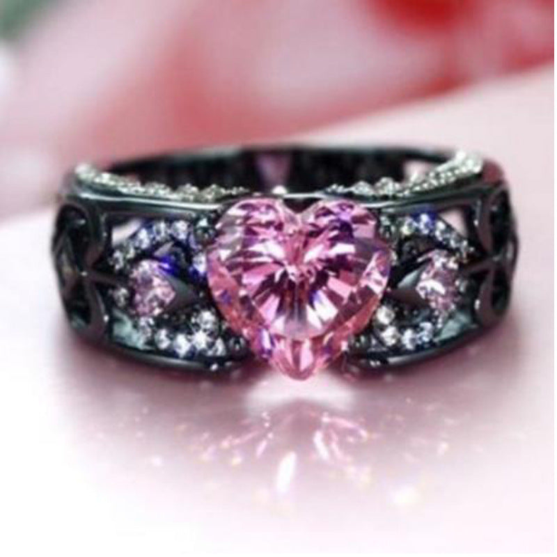 JaiDee Grace Ruby Heart Black Gold Ring