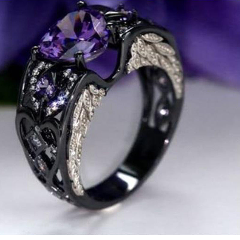 JaiDee Grace Ruby Heart Black Gold Ring
