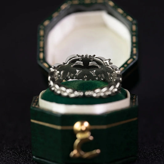 JaiDee Grace Floral Wedding Band – 18K/14K Gold & S925 Silver Diamond Ring for Women