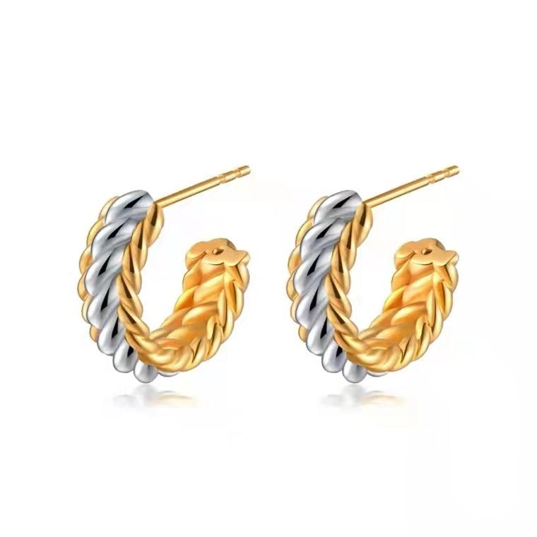 JaiDee Grace 18K Gold Plated Braided Hoop Earrings