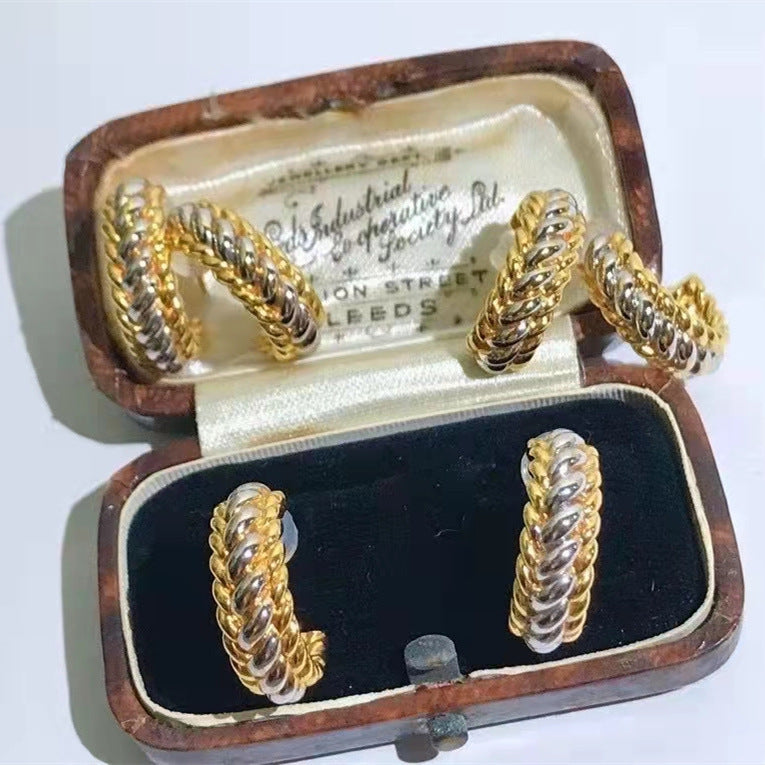 JaiDee Grace 18K Gold Plated Braided Hoop Earrings