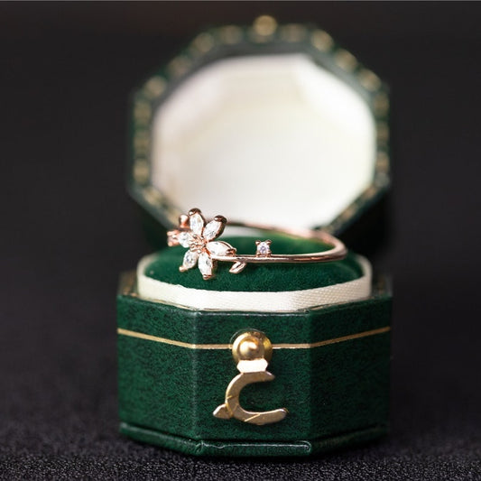 Floral Diamond Wedding Band – 14K/18K Gold & 925 Silver Setting