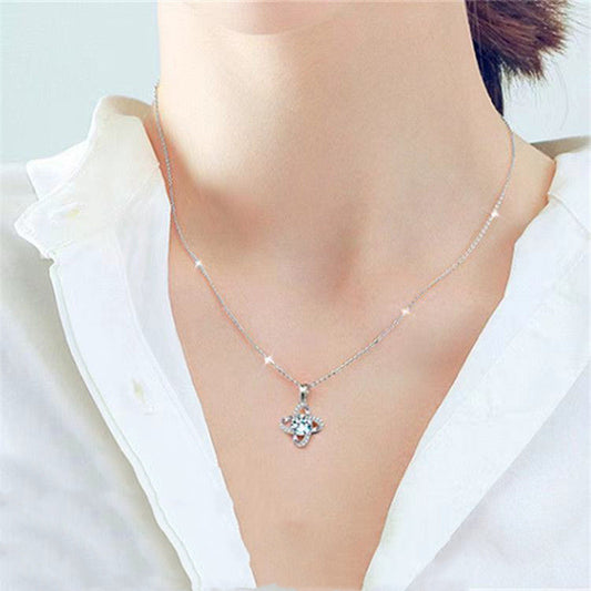JaiDee Grace Diamond Clavicle Pendant in White Moissanite