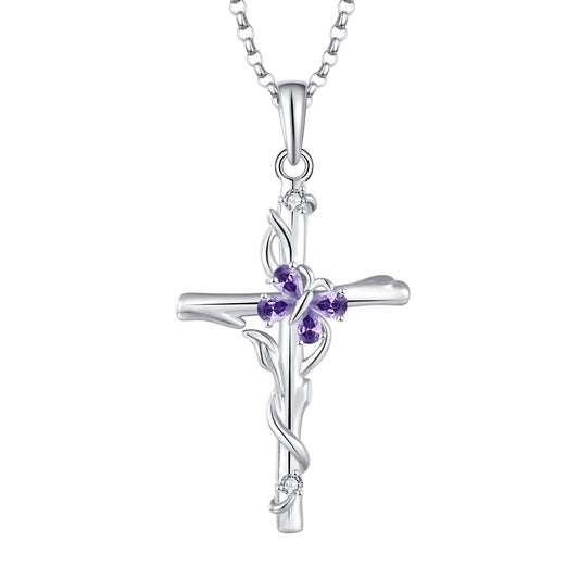JaiDee Grace Sterling Silver Cross Necklace with Zircon – S925 Pendant for Women