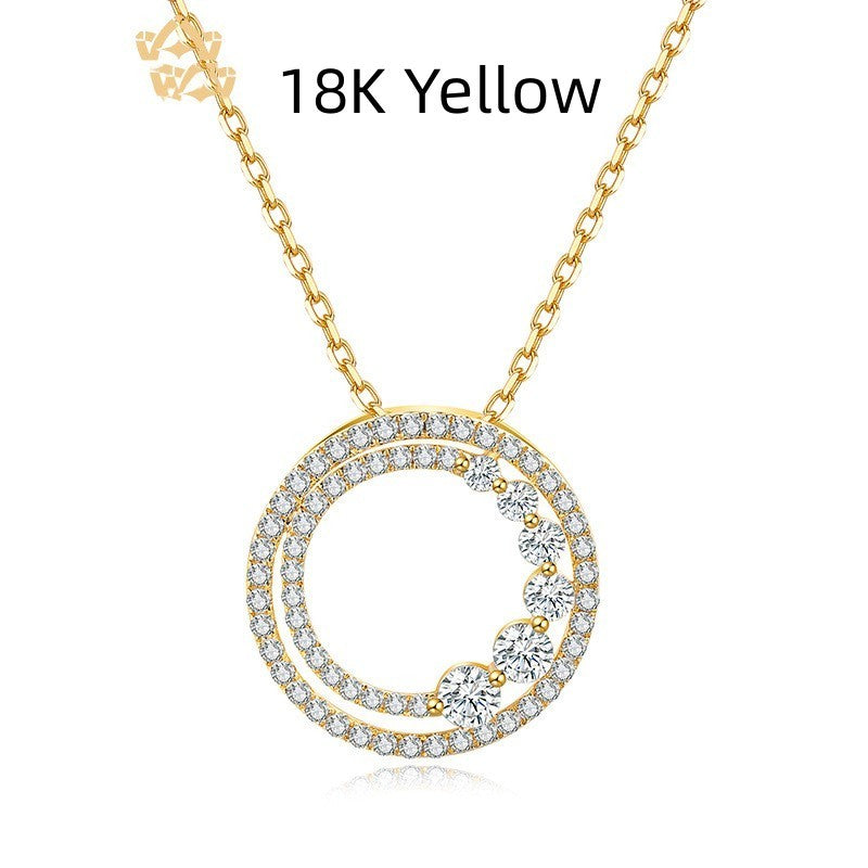 18K Rose Gold Round Diamond Necklace