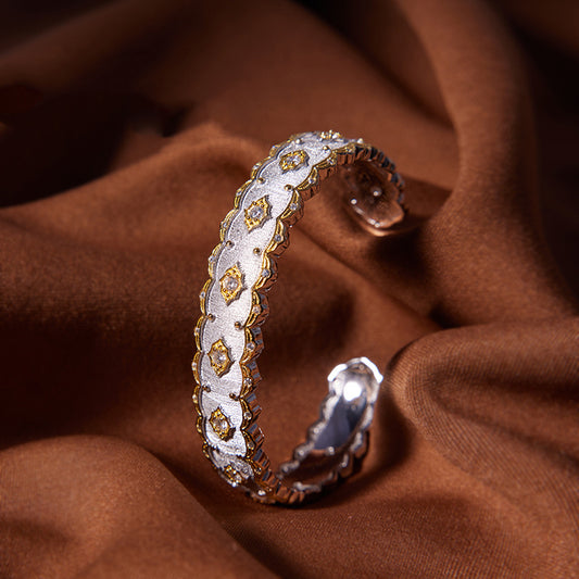 JaiDee Grace Silver & Gold-Plated Diamond Inlay Court Bracelet