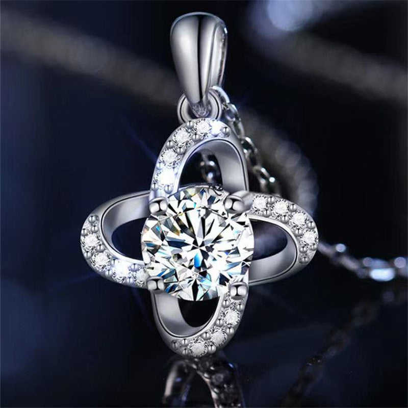 JaiDee Grace Diamond Clavicle Pendant in White Moissanite