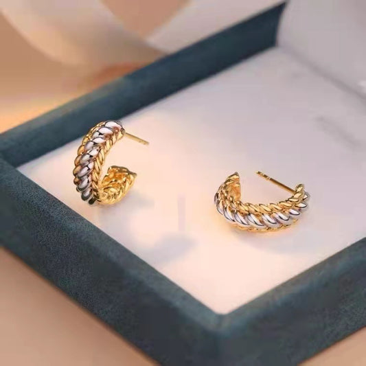 JaiDee Grace 18K Gold Plated Braided Hoop Earrings