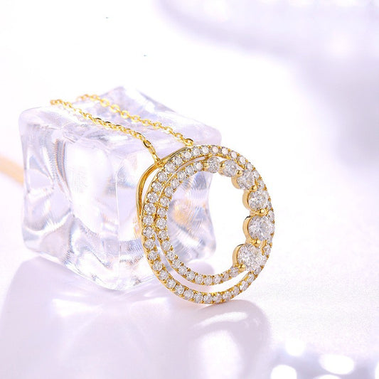 18K Rose Gold Round Diamond Necklace
