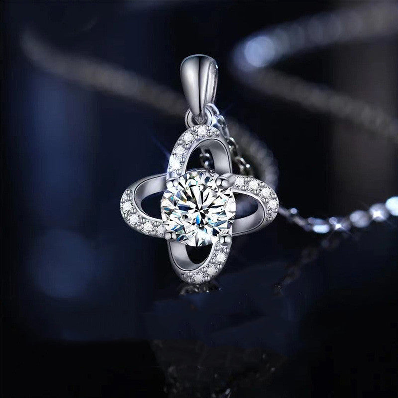 JaiDee Grace Diamond Clavicle Pendant in White Moissanite