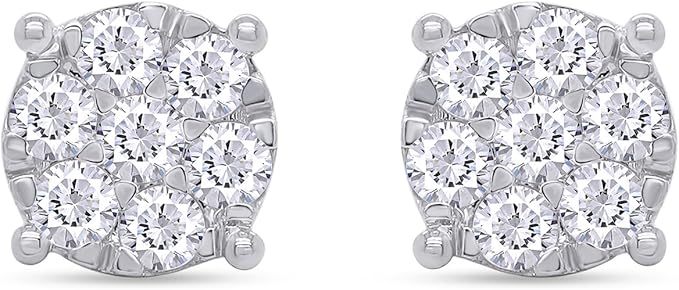 Moissanite Cluster Stud Earrings,14k Gold over Sterling Silver
