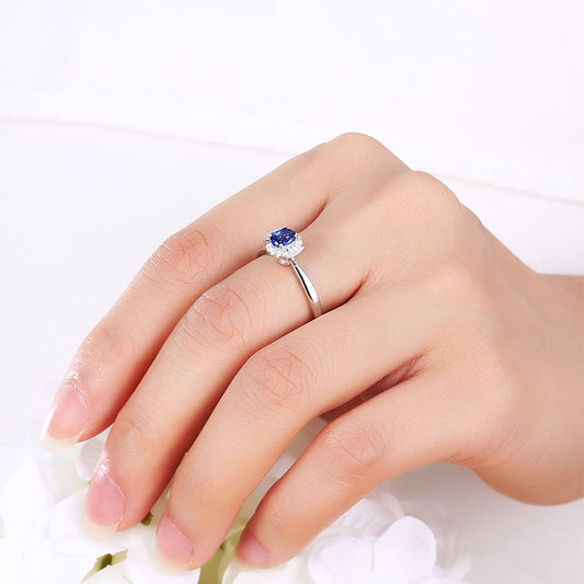 JaiDee Grace 18K Gold Sapphire & Diamond Halo Ring