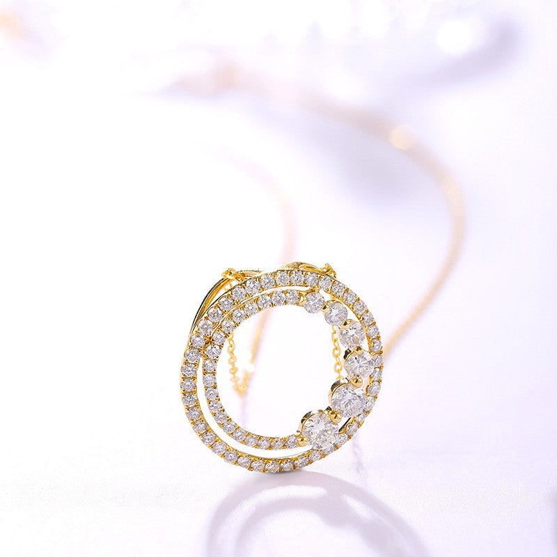 18K Rose Gold Round Diamond Necklace