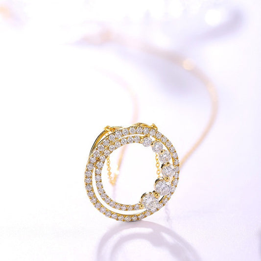 18K Rose Gold Round Diamond Necklace
