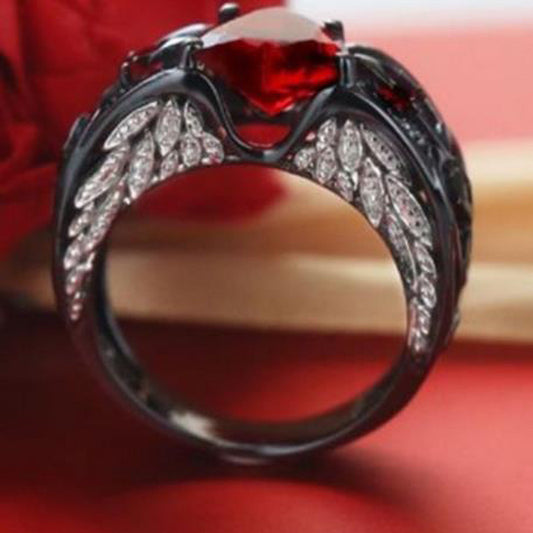 JaiDee Grace Ruby Heart Black Gold Ring
