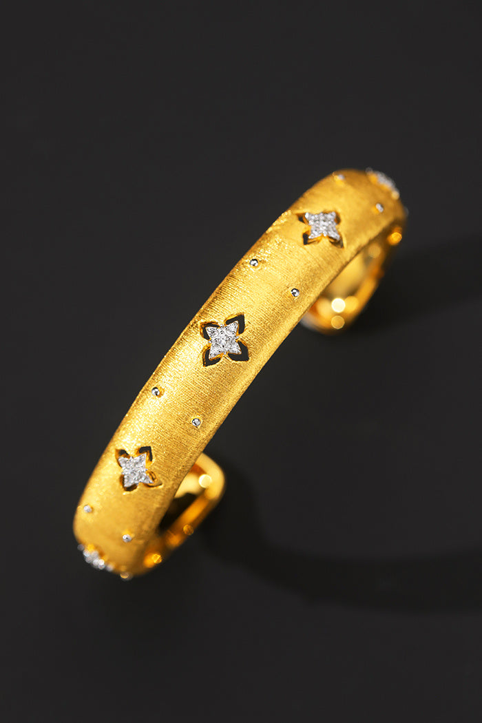 Vintage Floral Brushed Bracelet – S925 Sterling Silver by JaiDee Grace