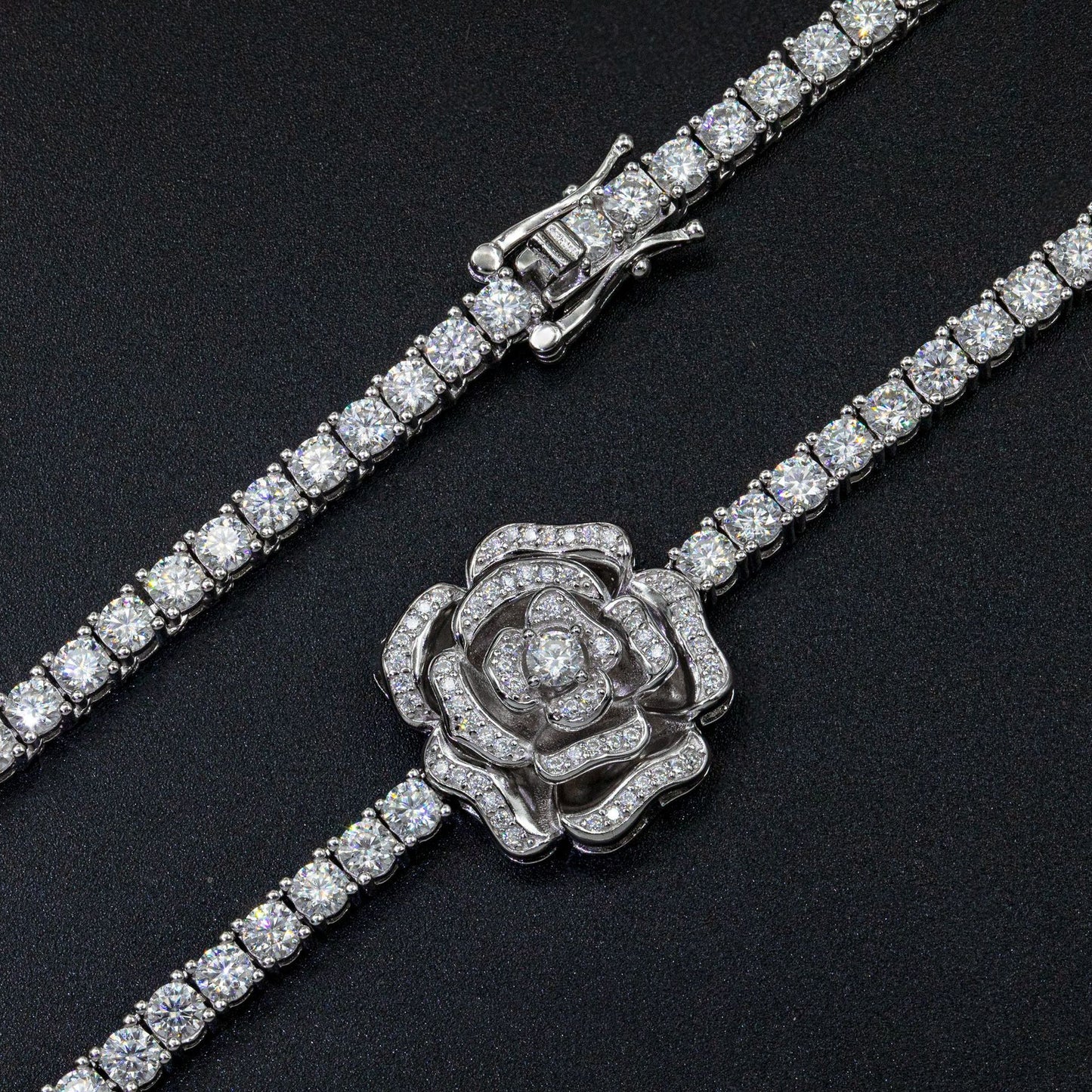 JaiDee Grace Moissanite Rose Necklace in 925 Sterling Silver