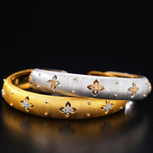 Vintage Floral Brushed Bracelet – S925 Sterling Silver by JaiDee Grace