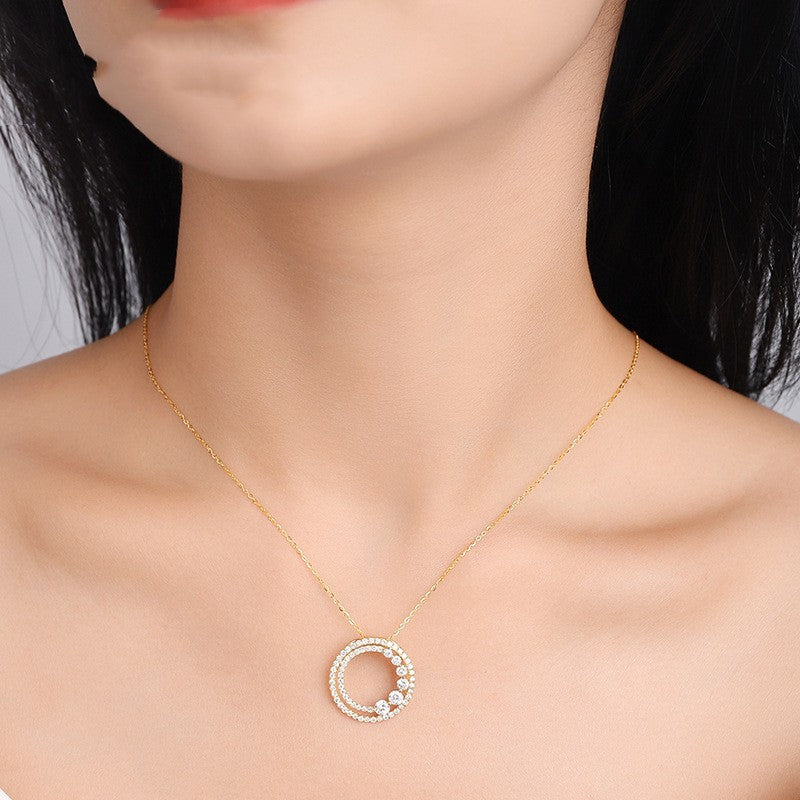18K Rose Gold Round Diamond Necklace