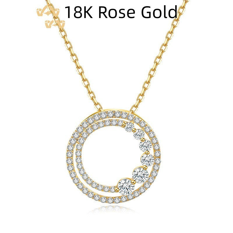 18K Rose Gold Round Diamond Necklace