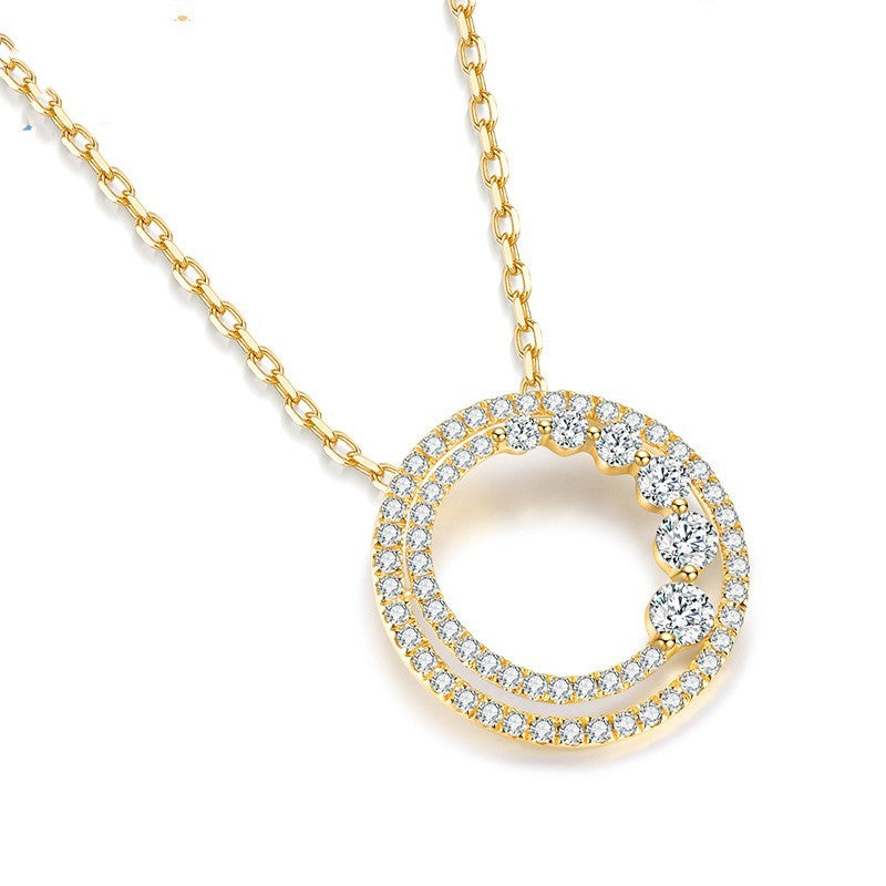 18K Rose Gold Round Diamond Necklace