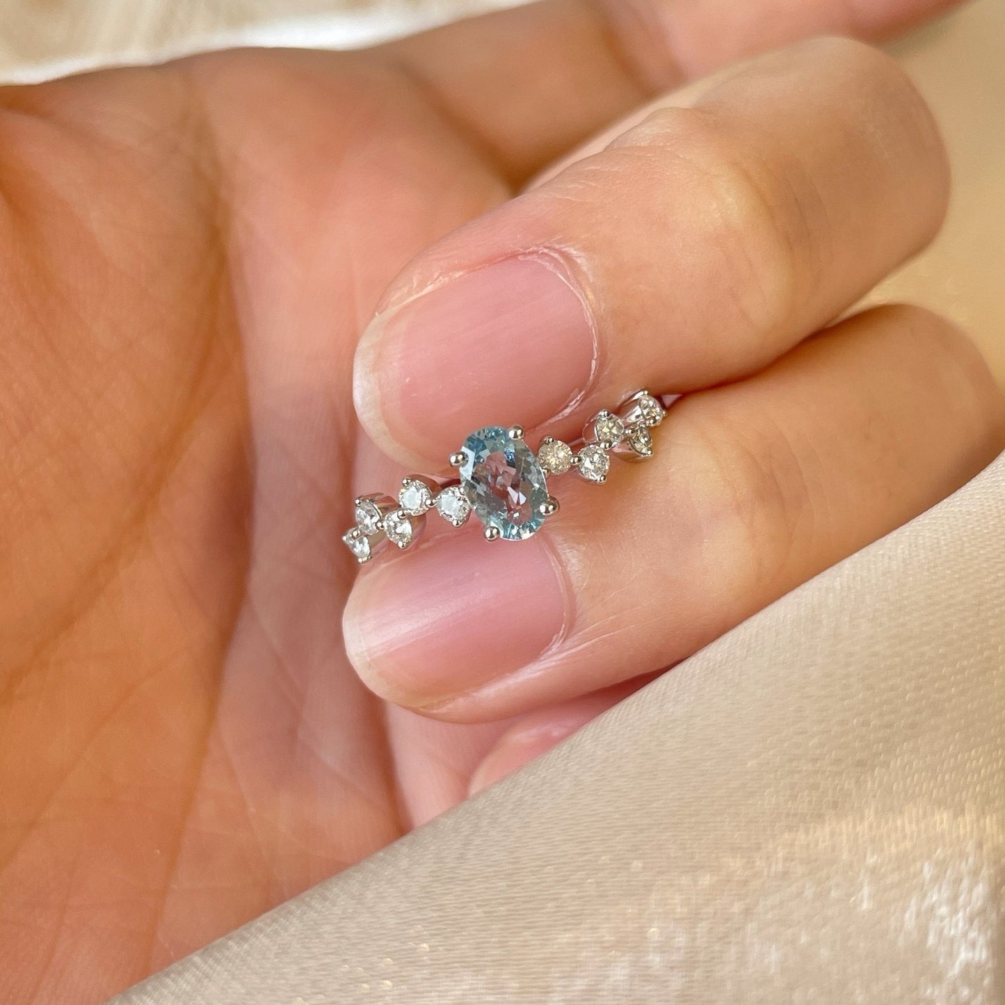 JaiDee Grace - Aquamarine & Diamond Elegance Ring
