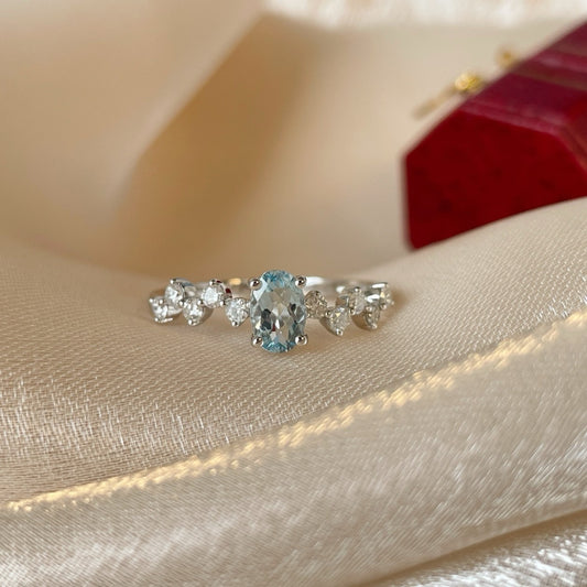 JaiDee Grace - Aquamarine & Diamond Elegance Ring
