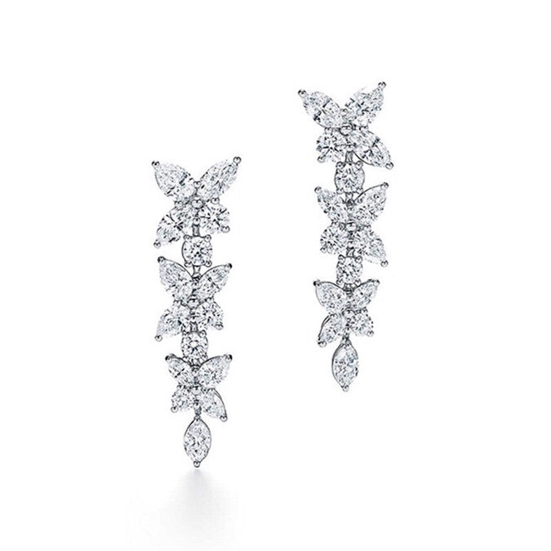 JaiDee Grace – 18K White Gold Moissanite Diamond Drop Earrings