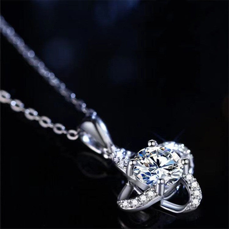 JaiDee Grace Diamond Clavicle Pendant in White Moissanite